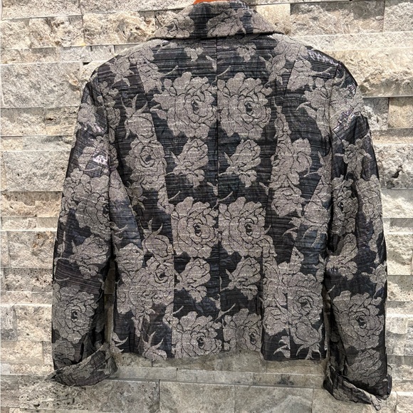 Lucyna Elegant Floral Women's Jacket, charcoal and black flowers size 40 - Picture 3 of 6